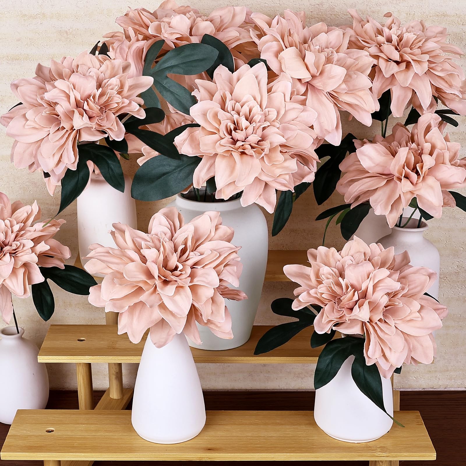 Dahlia Artificial Flowers – 24 PCS Faux Silk Floral with Stem Bulk for Crafts…