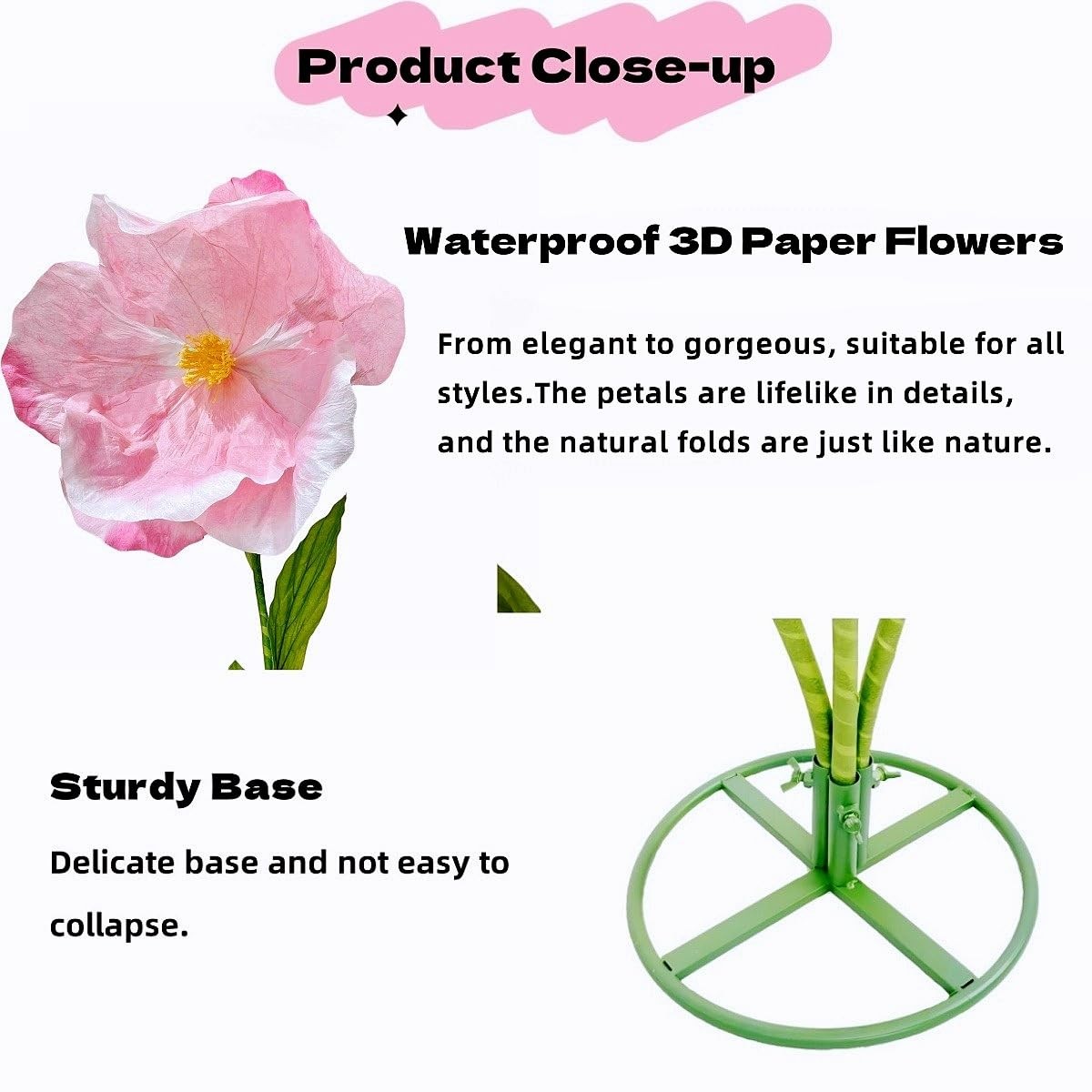 Giant Flowers for Decoration, 5.9 Ft Large Artificial Flower Decor Waterproof…