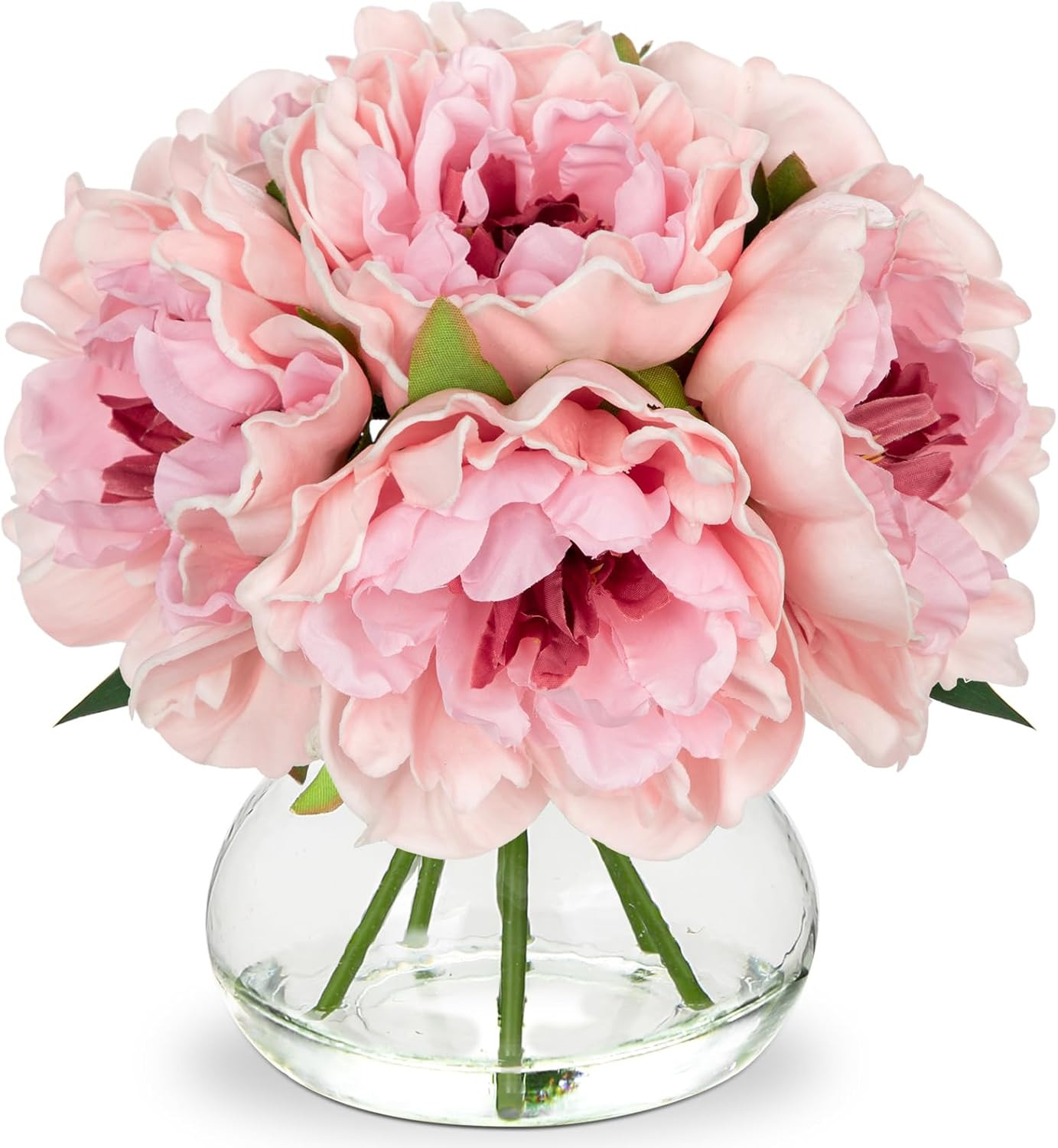 Light Pink Peonies Artificial Flowers with Vase Faux Flowers Peony Fake Flowers