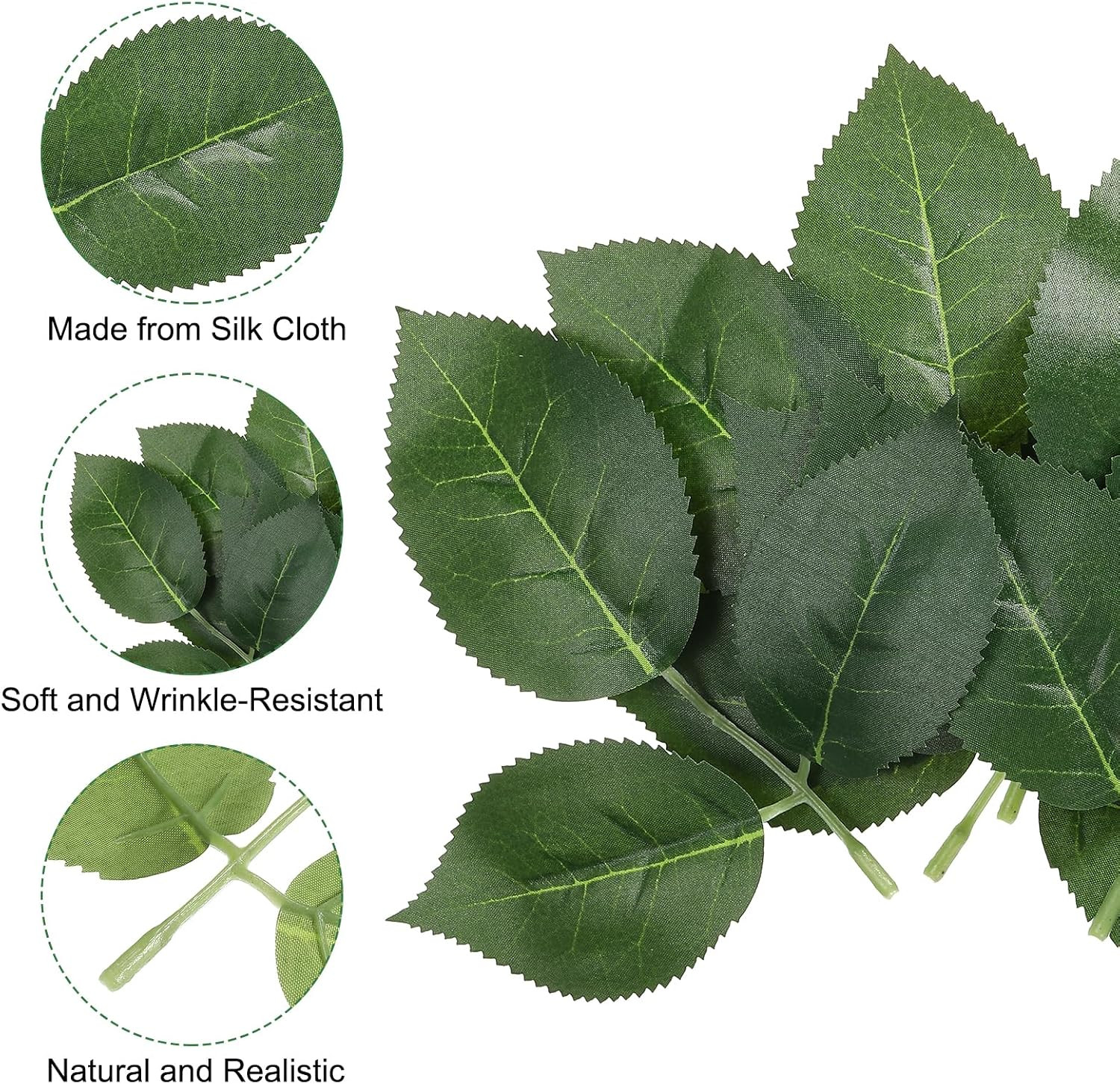 6.3X6.3 Artificial Silk Rose Leaf, 40 Pcs Artificial Greenery Leaves Fake Leaves
