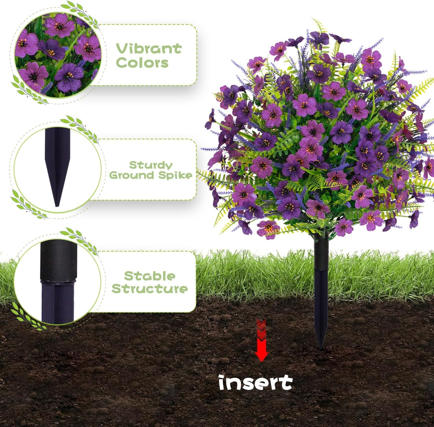 24″ Lavender Mums Topiary Ball Trees – 2 Pack UV Resistant Outdoor Decor