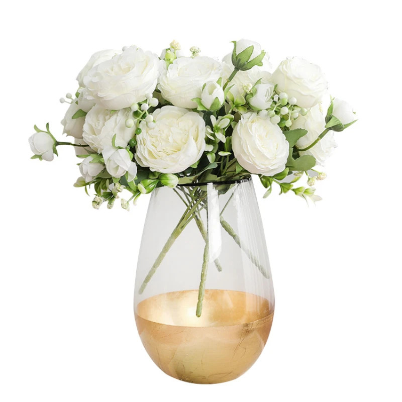 Hot Selling 1pcs/30cm Rose Pink Silk Bouquet Peony Artificial Flower 5 Big Head