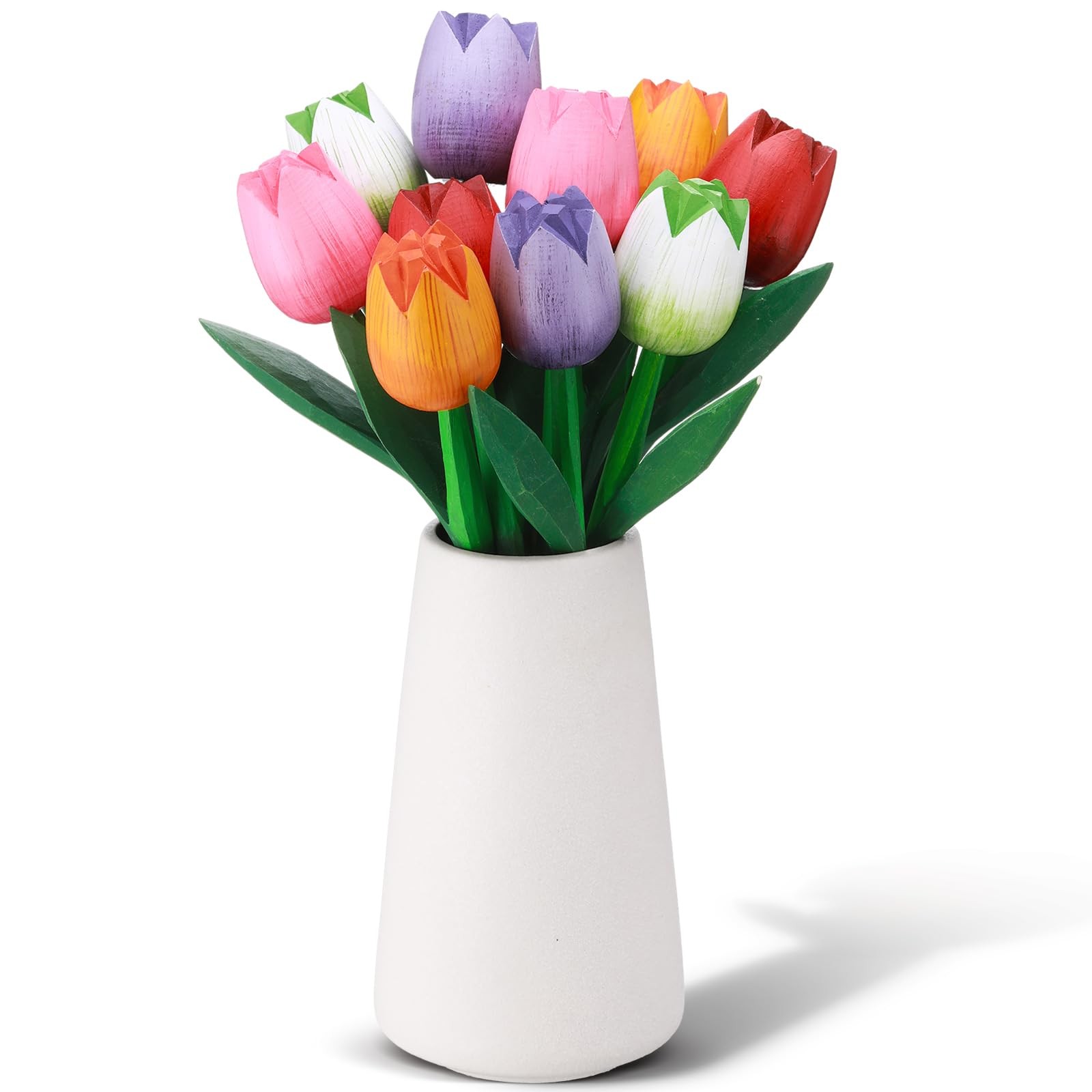 10 Pcs 9 Inch Spring Wooden Tulip Flowers Gift for Graduation Spring Decorati…