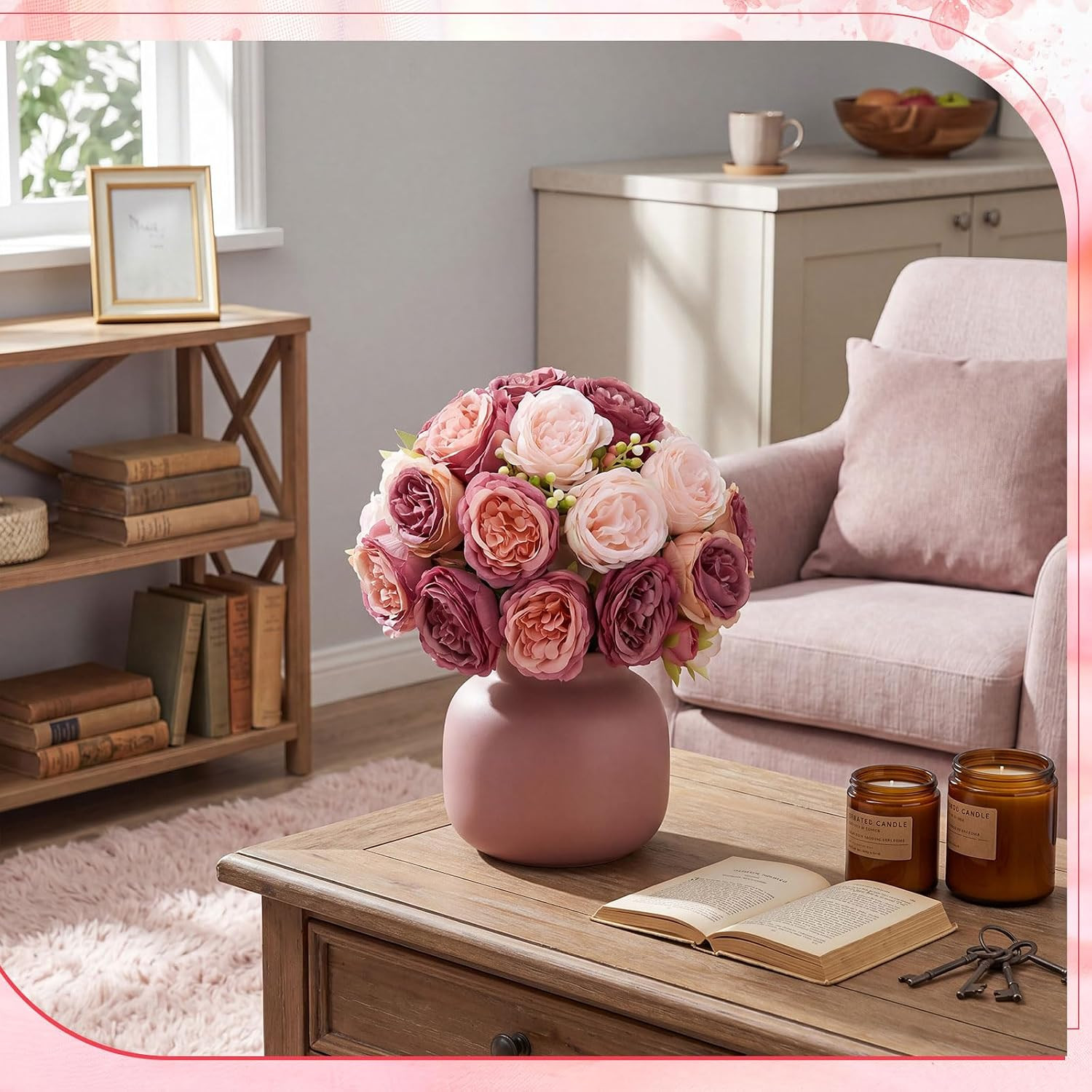 Artificial Peonies Flowers Fake Silk Peony Bouquet Faux Peonies Flowers Bulk for