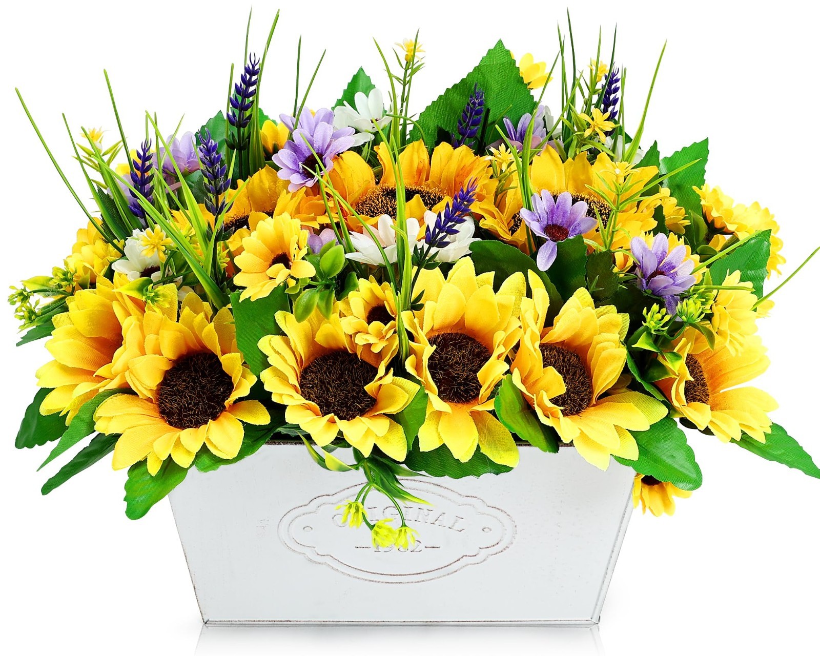 Rustic Sunflower Centerpieces – Artificial Potted Flowers for Home Decor, Weddin