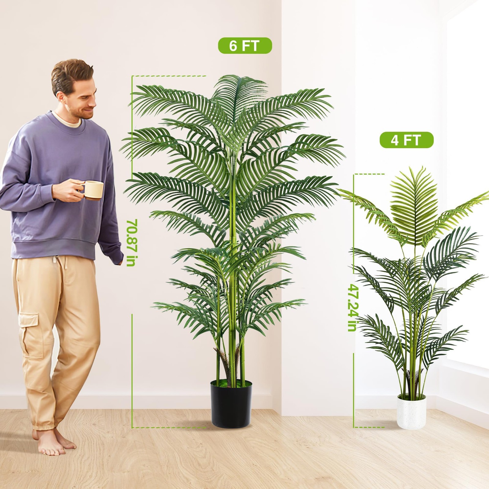 Artificial Palm Tree 6FT, Suntee Faux Plants Indoor and Outdoor 2 Pack, Tall …