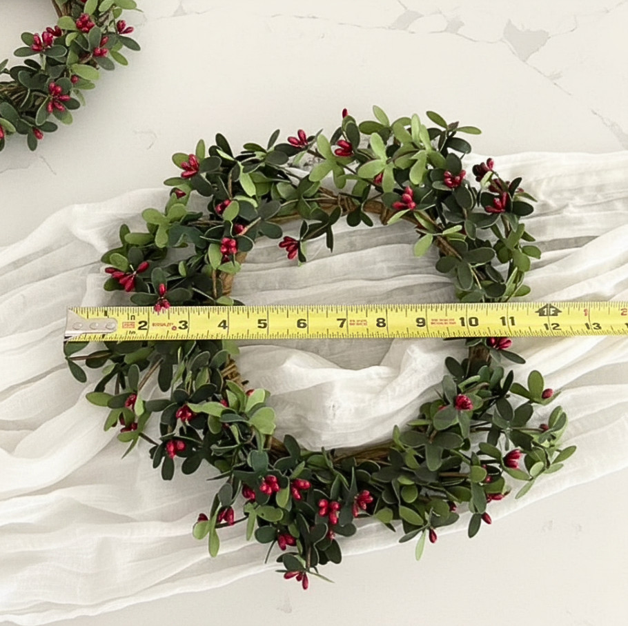 Set of 2 Red Berry Wreaths Red Pip Berries & Dark Green EVA Leaves 12″ Wide