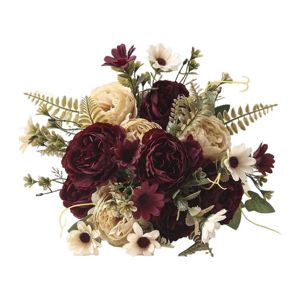 Realistic Faux Flower Arrangement Peony Roses for Elegant Home and Event Decor