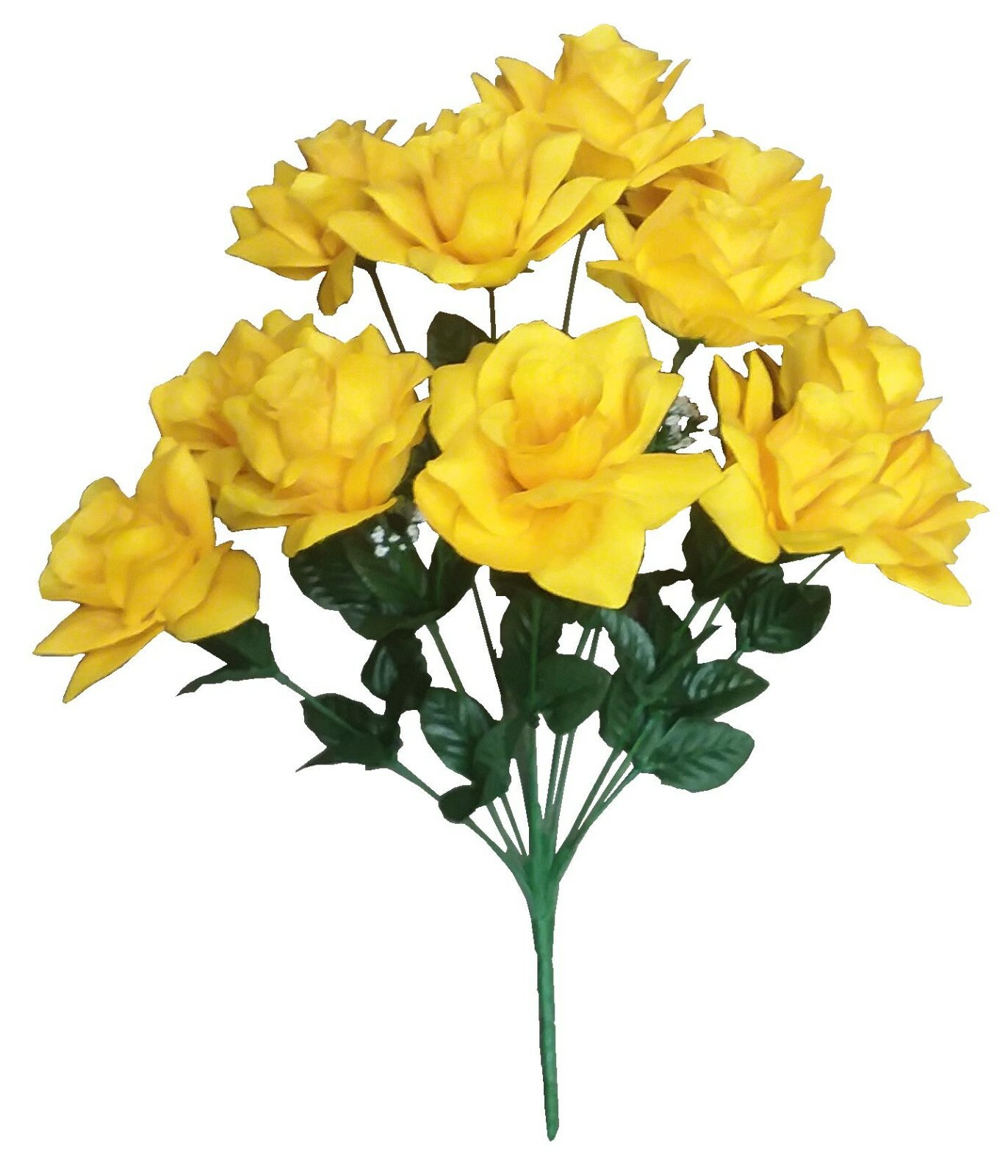 Yellow 12-Rose 20″ Bush Microfiber Silk Flower Home Wedding General Decors Arts