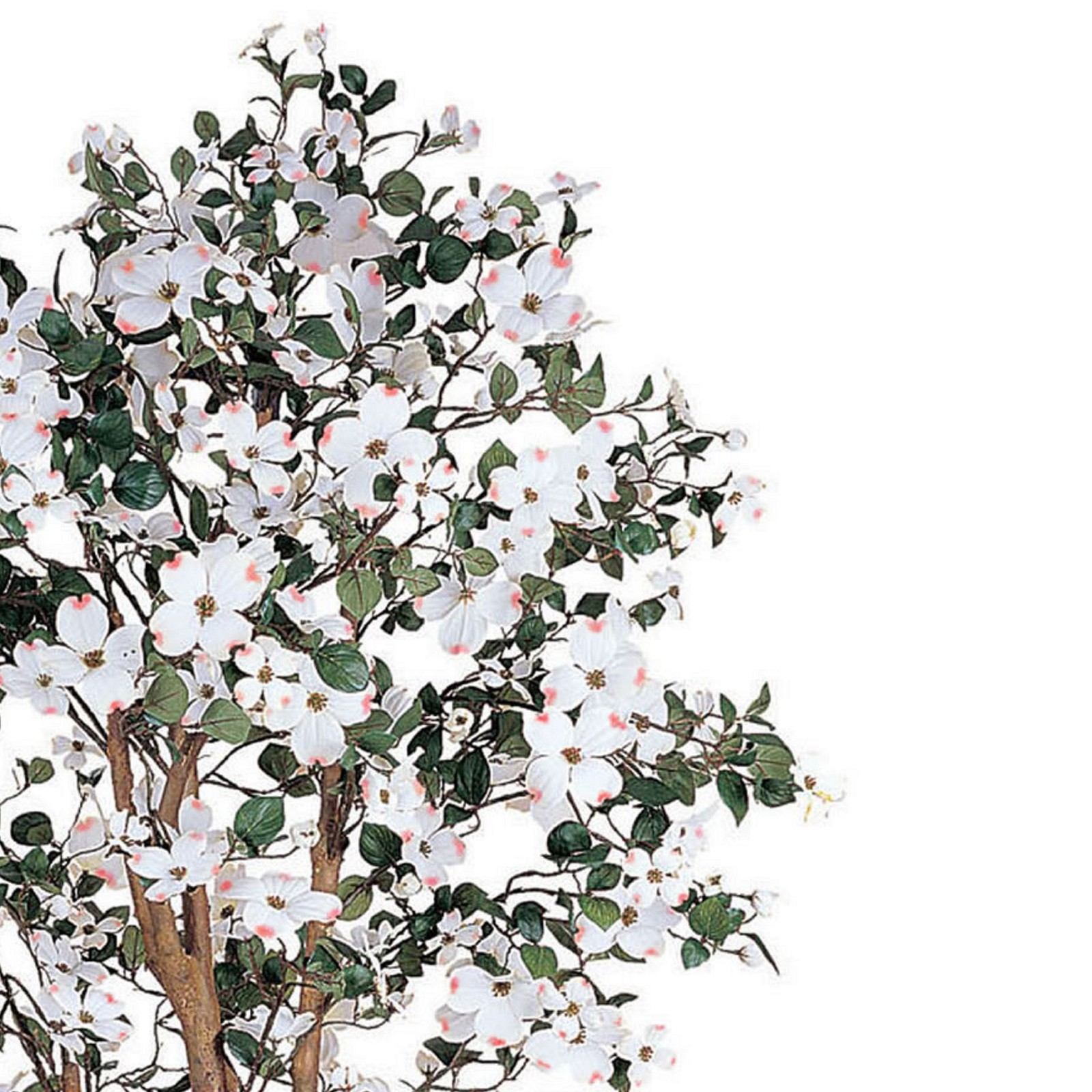 Nearly Natural 60″ Dogwood Silk Tree with 1121 Leaves in White/Black