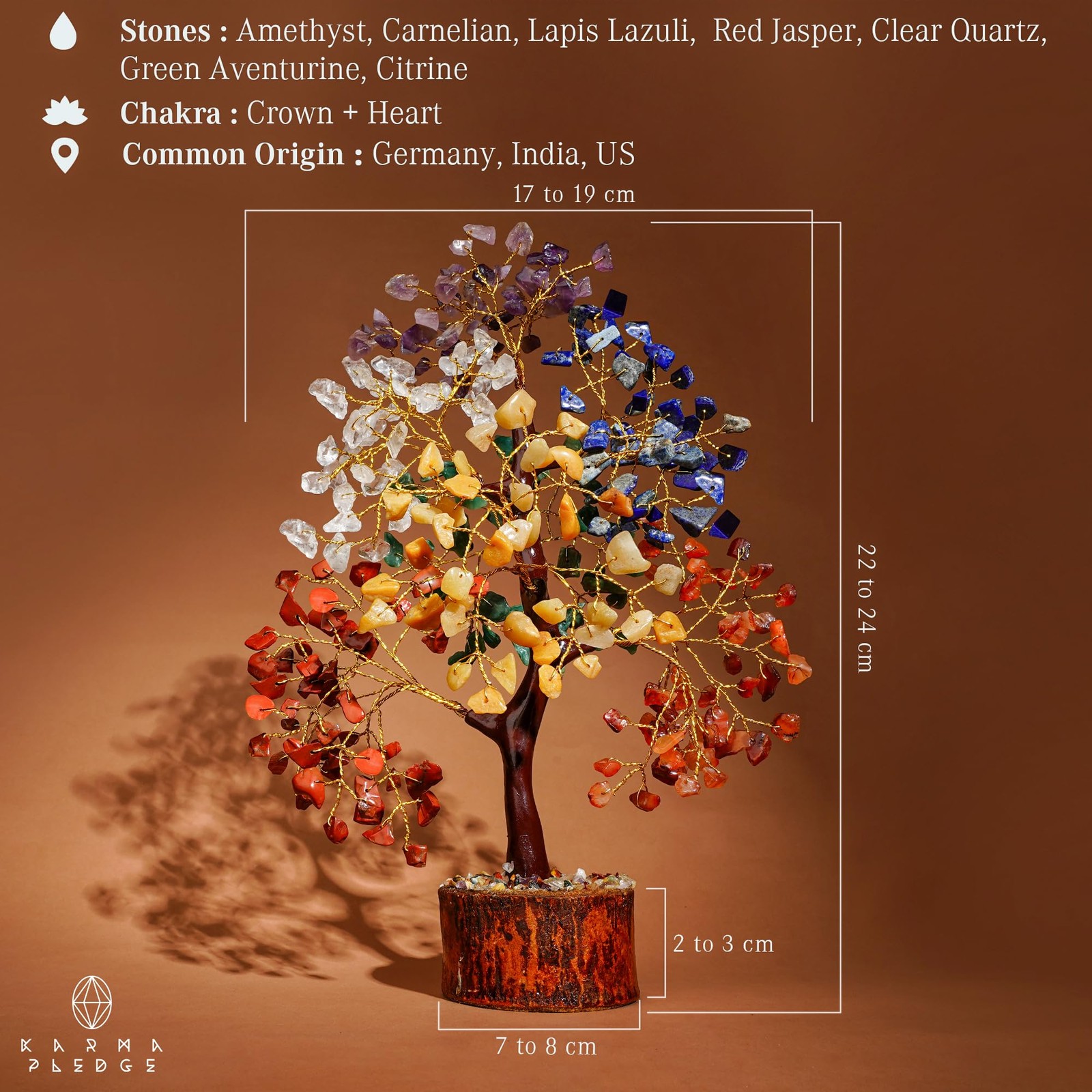 7 Chakra Crystal Tree of Life – Handmade Bonsai for Home, Office & Good Luck