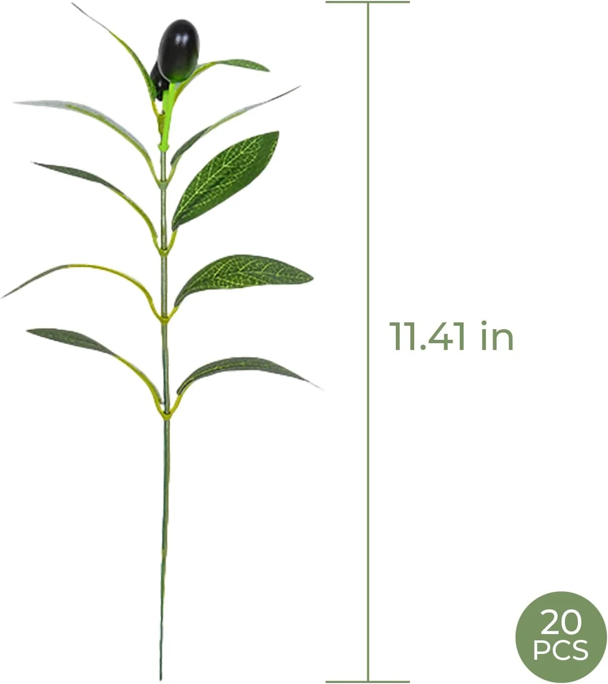 20Pcs Artificial Olive Tree Branches, Faux Olive Leaves Stems with Lifelike Oliv
