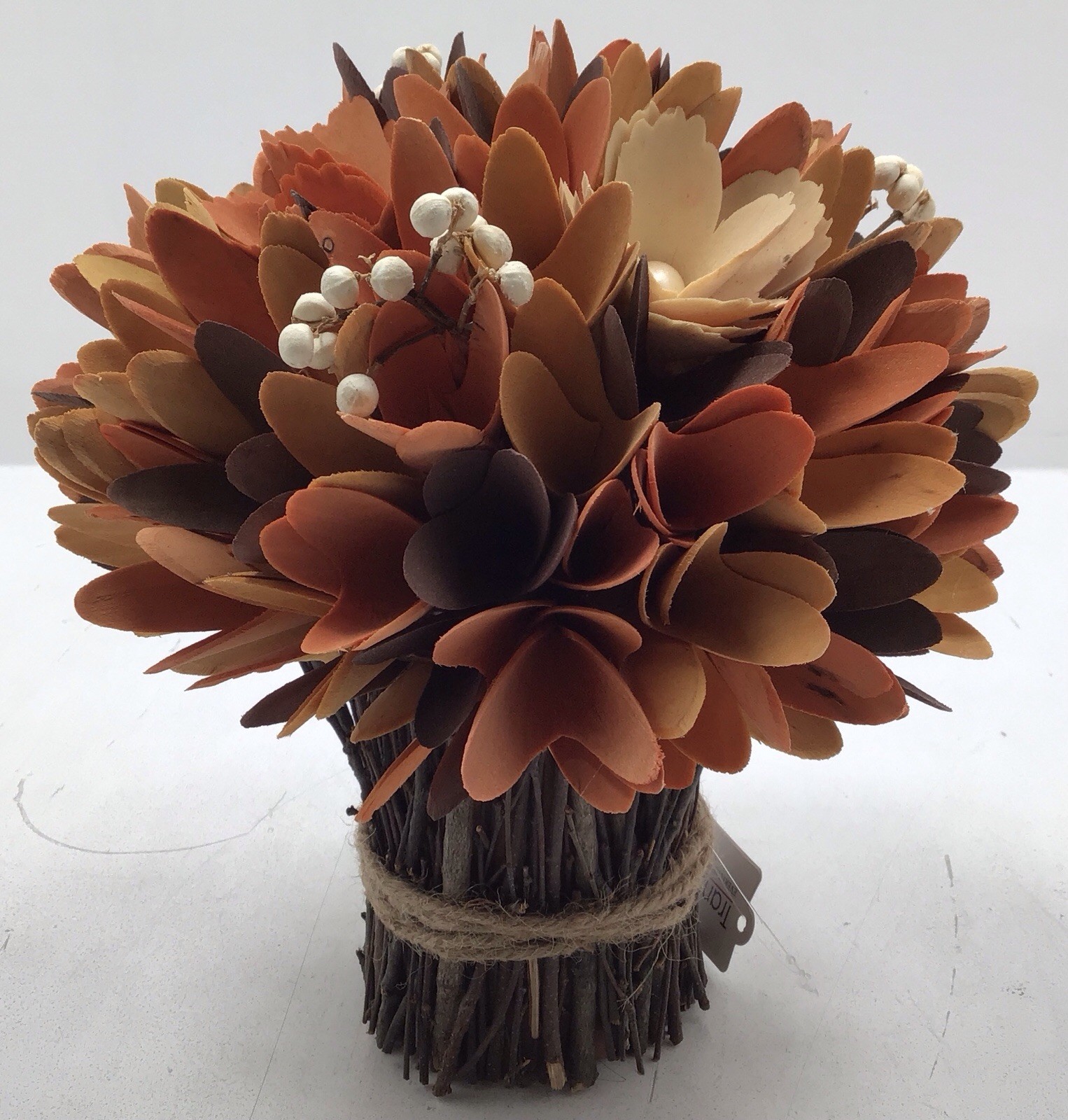 Transpac Brown Harvest Wood Curl & Berry Premade Flower Arrangement