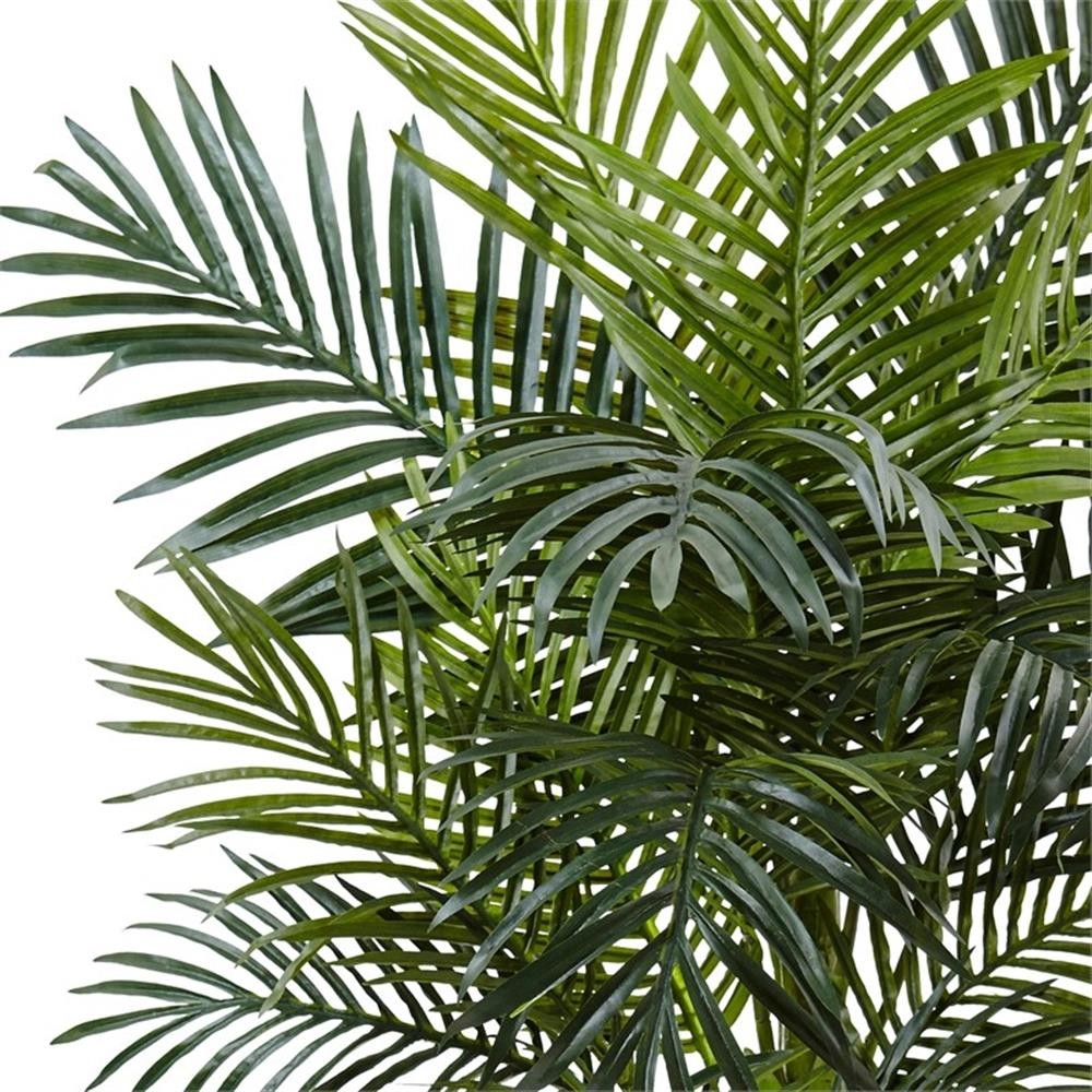 Pemberly Row 54″ Golden Cane Palm Artificial Tree in White Oval Planter