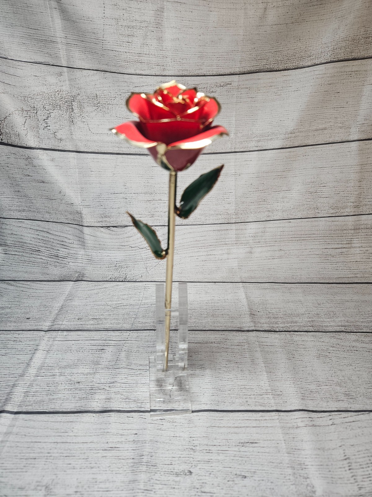 24K Gold Dipped Real Rose with Stand – Forever Gift for Her, Red – 11″ Long