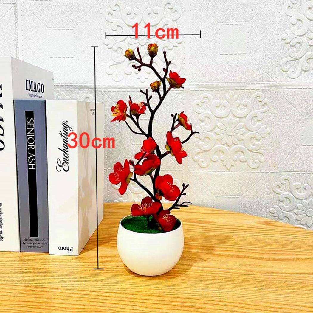 Plant Artificial Potted Flower Plastic Plum Blossom Decorative Garden Home
