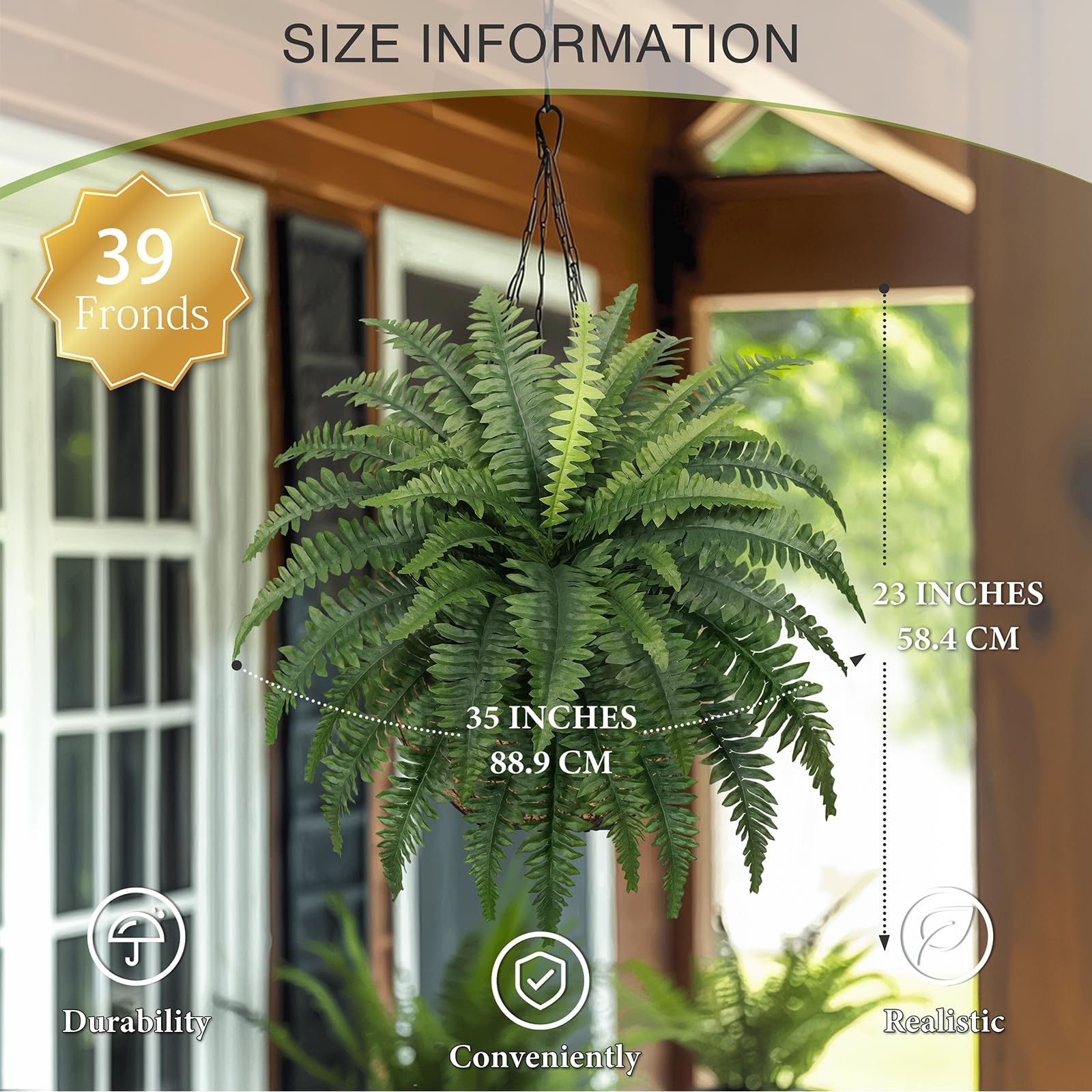 FOREST PRINCE 35″ Ferns Artificial Bush Plants Large, 2 Artificial Boston Fer…
