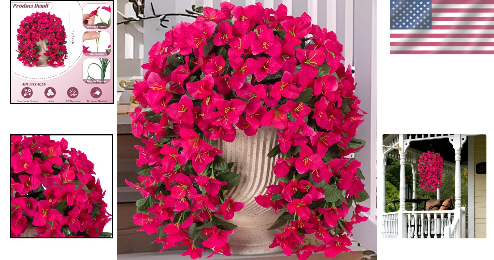 Artificial Bougainvillea Flowers – 2 Pcs Trailing Vines for Effortless Greenery