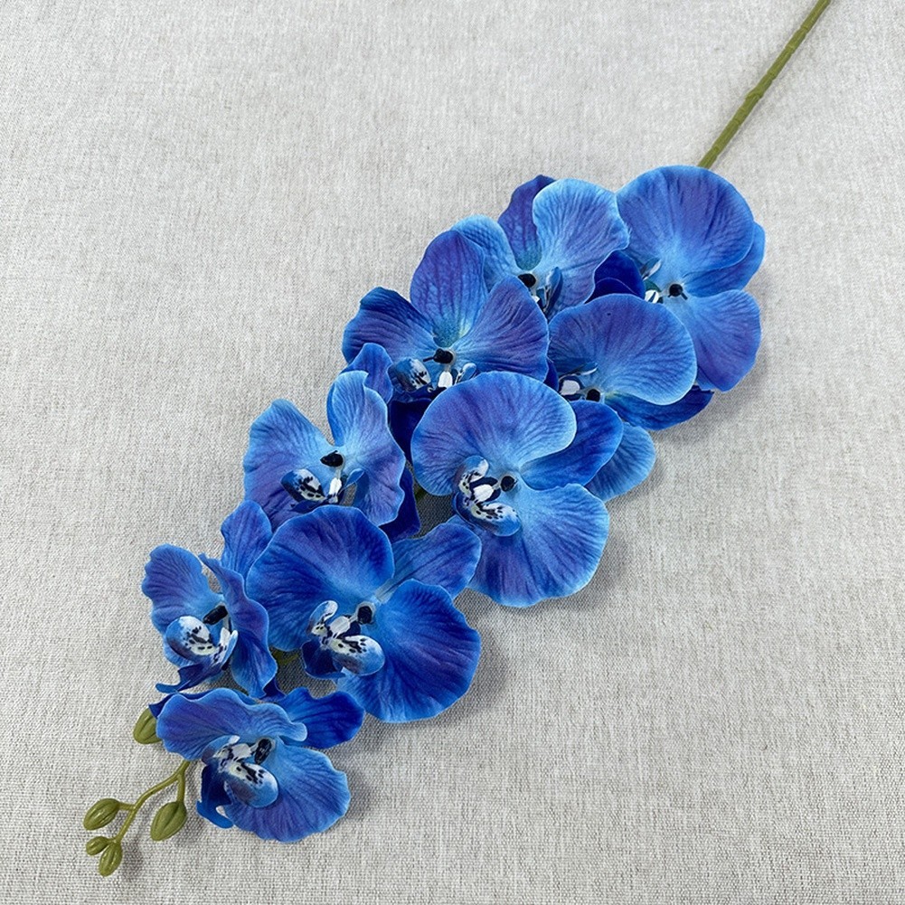 Silk Matte Phalaenopsis 9 Head Artificial Flowers for Foyer Table Decor