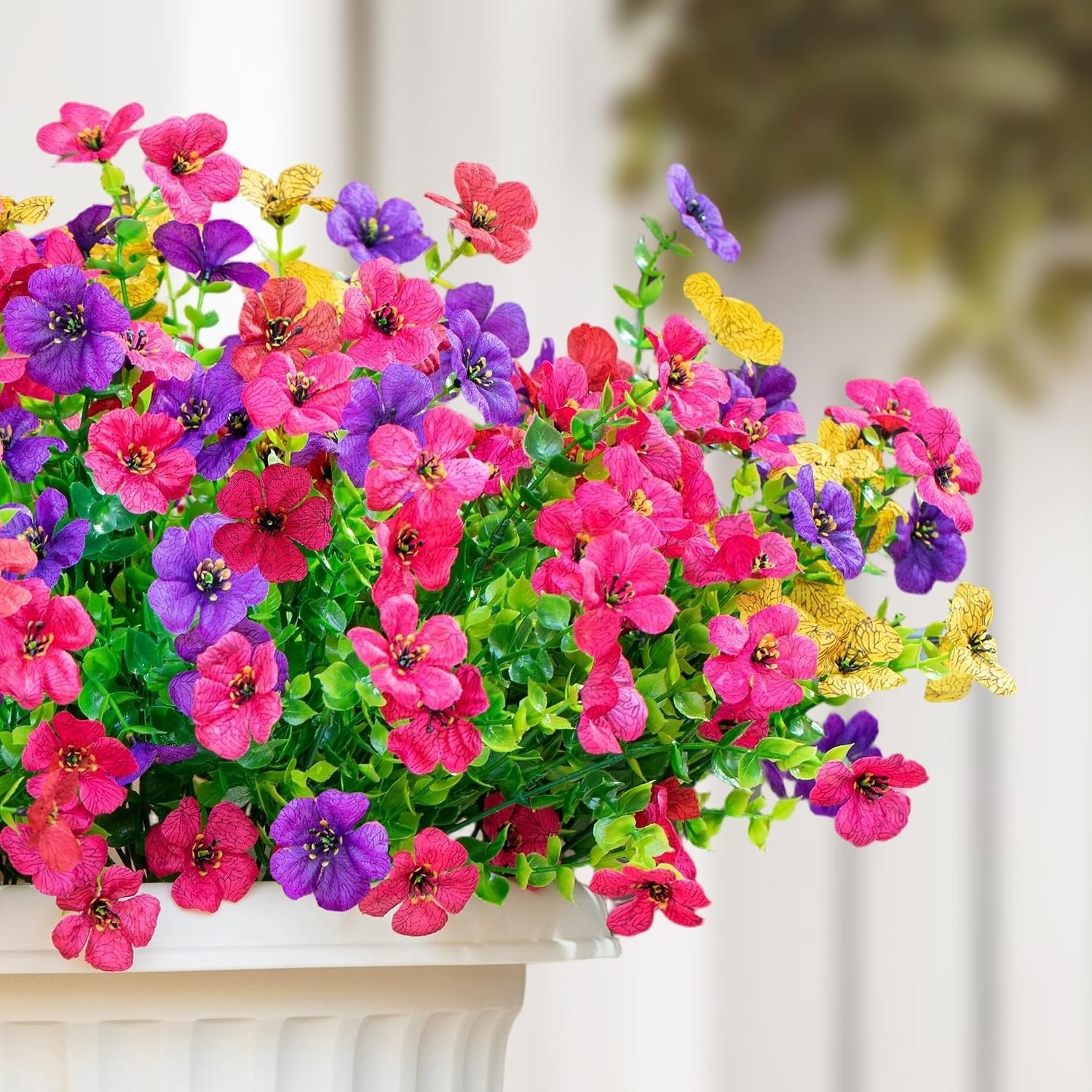 Vibrant 16-Pack Artificial Flowers – UV Protected for Stunning Garden Displays