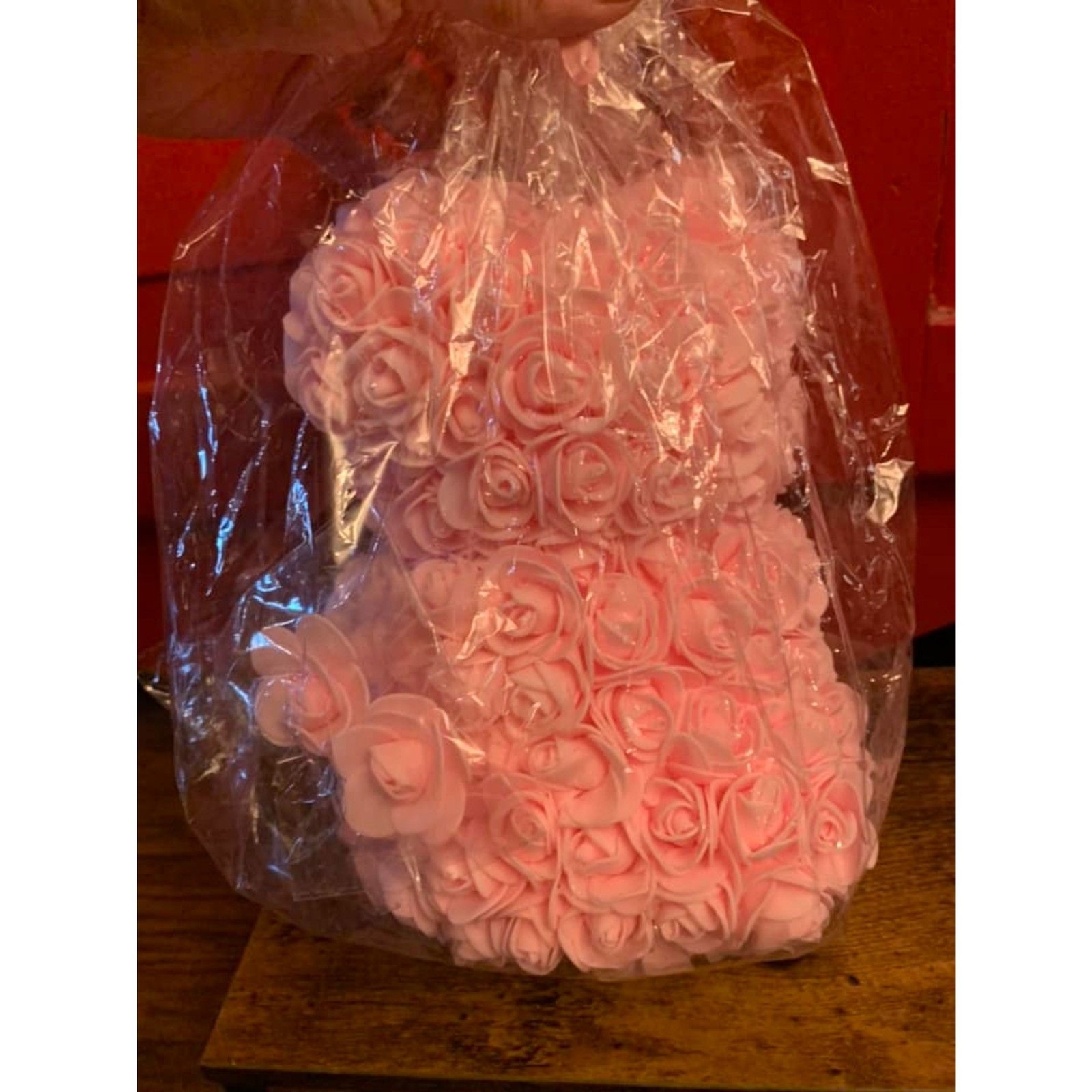 NEW Pink Rose Teddy Bear Love Romance Proposal Bow Giftable 9.5” Valentines