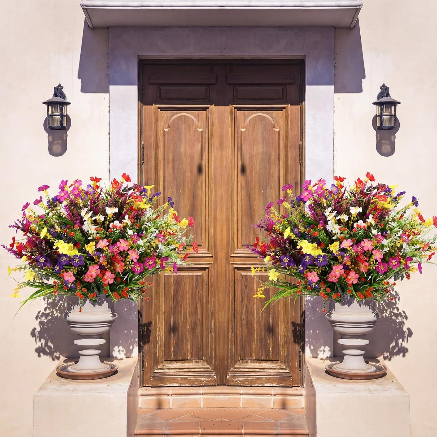 12 Pcs Artificial Flowers for Outdoor Faux Wildflower Plants UV Resistant