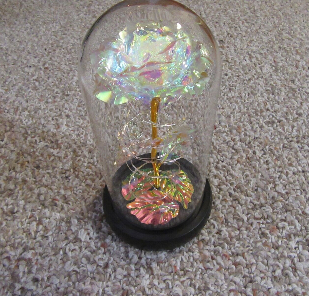 Love Forever Galaxy Crystal Colorful Light Up Rose in Glass Dome