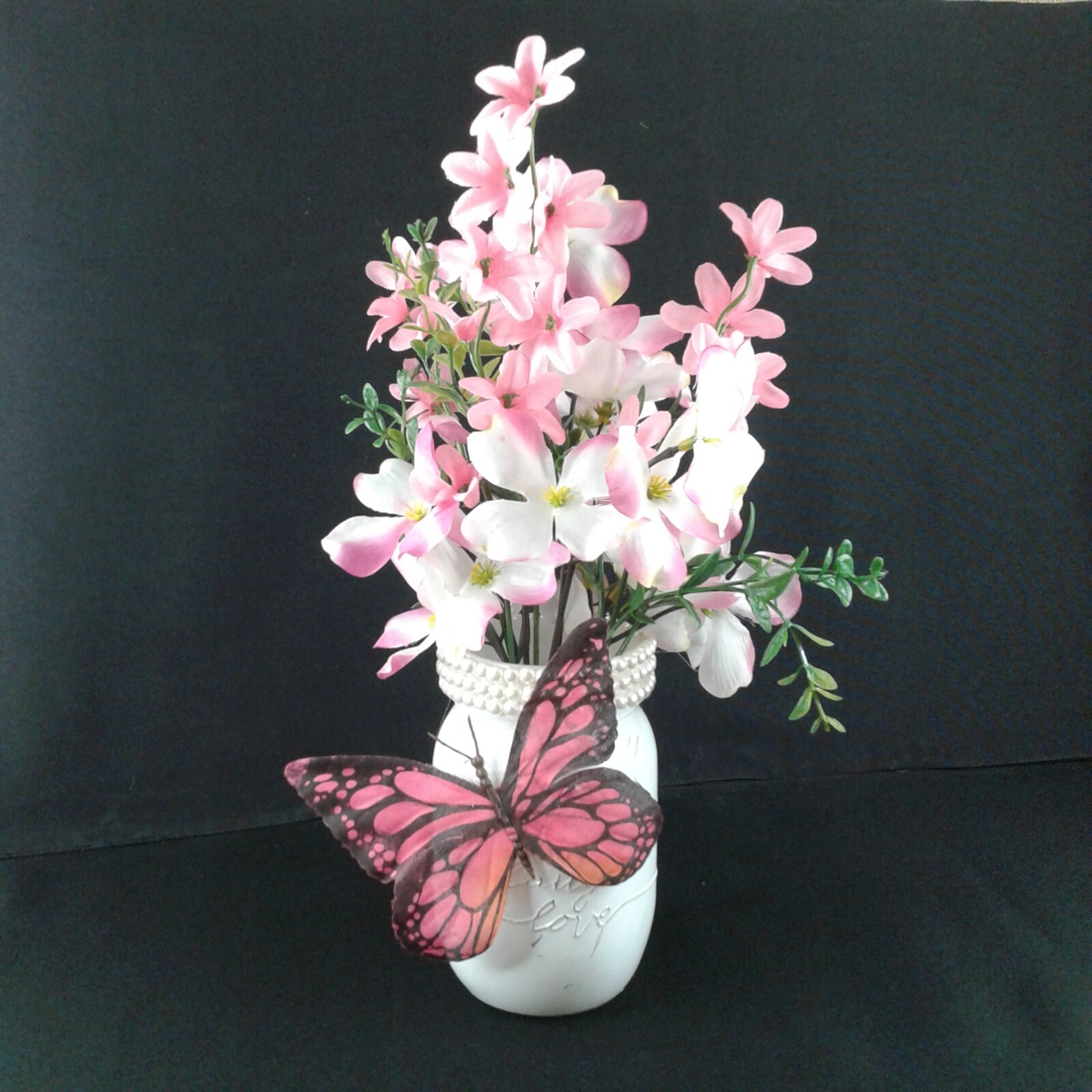 Mason Jar Spring Floral Decor Chic Country Butterfly Original Gift Special 1469