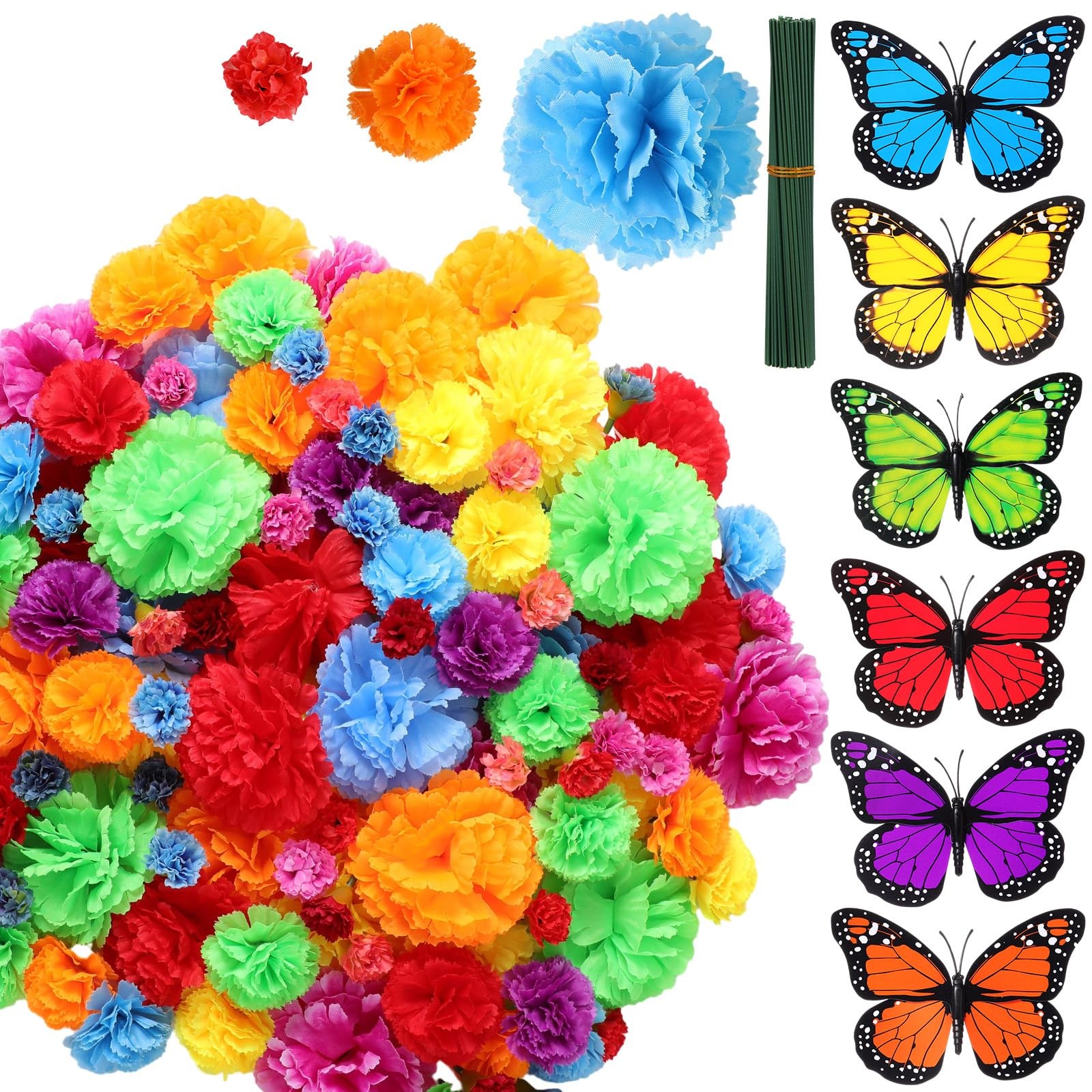 132 Pcs Mexican Marigolds Artificial Flowers Heads Bulk Fiesta Party Decorati…