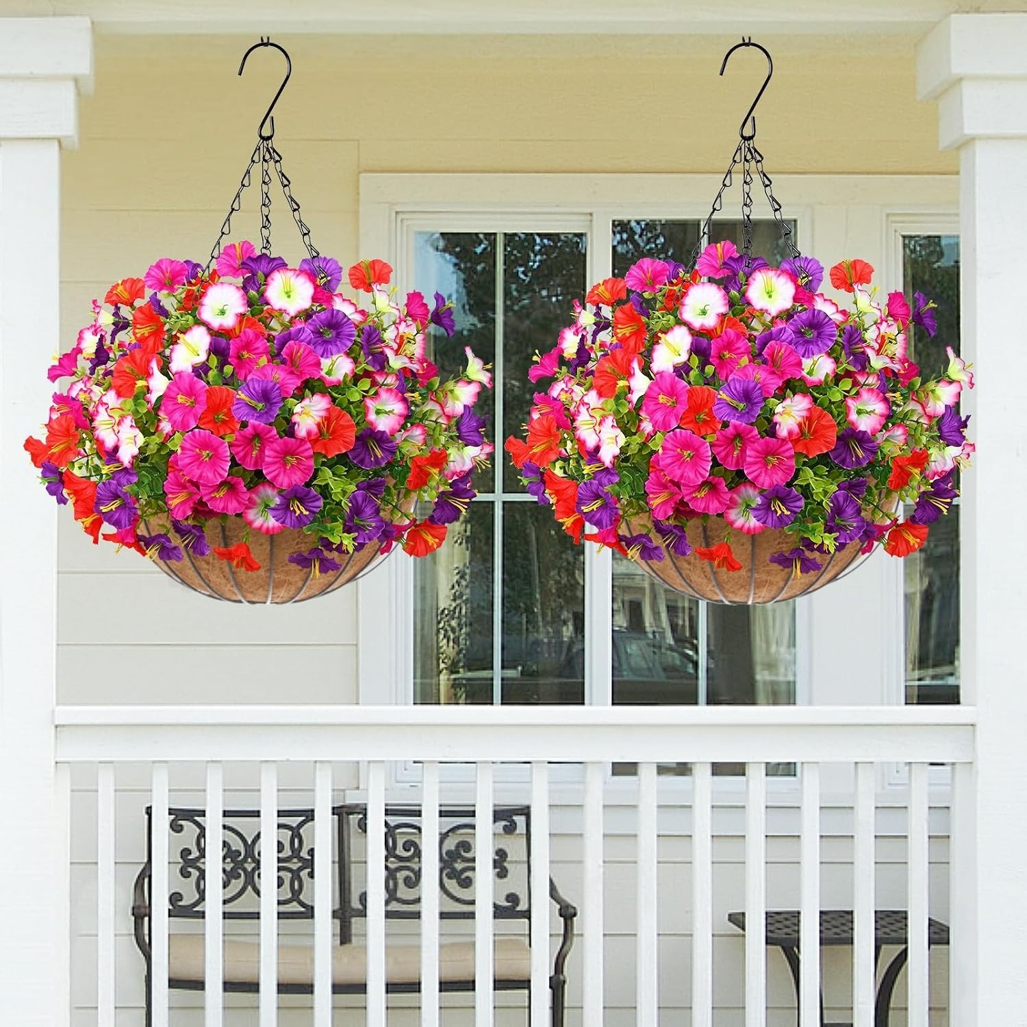 12 Bundles UV Resistant Realistic Silk Petunia Flowers for Outdoor Elegance