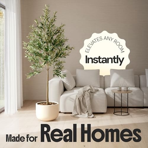 Artificial Olive Tree, Faux Olive Tree Plants, Fake Potted Olive Silk Tree 7ft