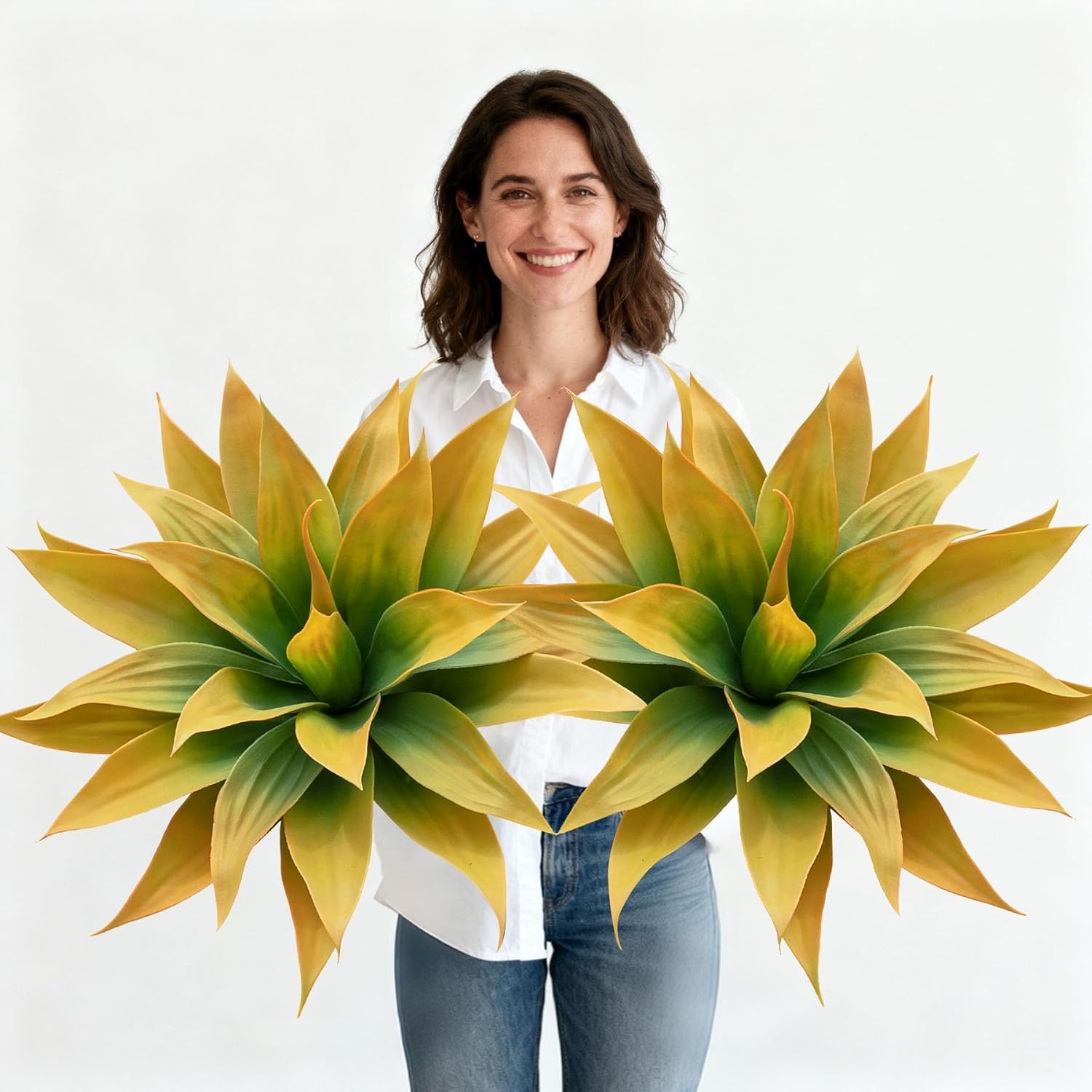 Artificial Plants Outdoors Faux Agave Fake Greenery Outdoor Artificial Plant 28″