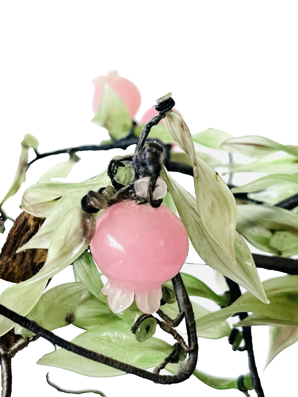 Vintage Pink Cherry Blossom Flower Plastic Bonsai Tree Celadon Planter