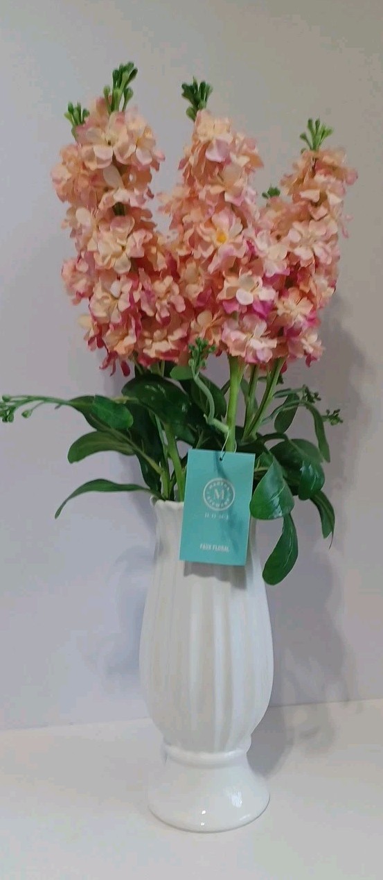 Martha Stewart Faux Stock Arrangement In White Vase, Multi-Color, Shabby Chic