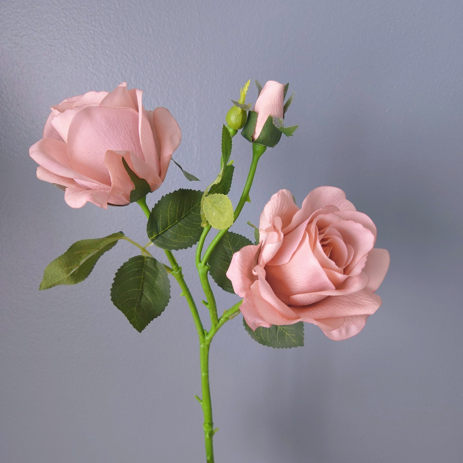 10pcs Artificial 3-Head Dark pink rose Each Stem Features 2Full Blooms and 1bud