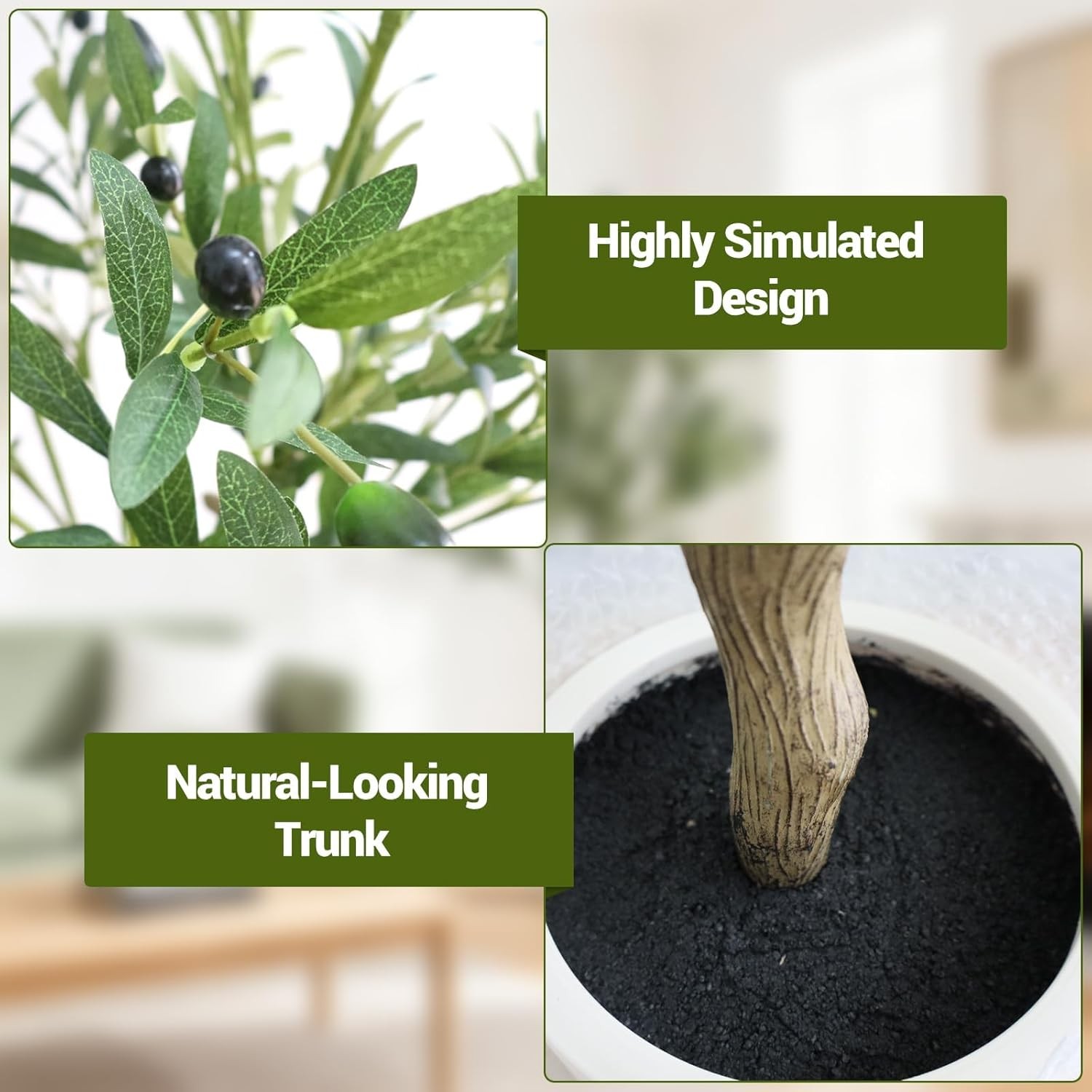 Artificial Olive Tree 150-210cm Tall,Lifelike Trunk & Leaves,UV Resistant,w/ Pot