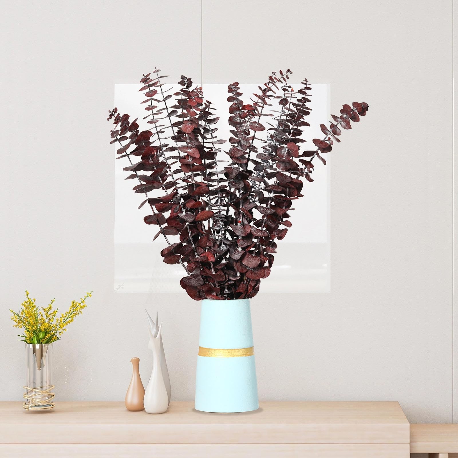 20 Pcs Dried Eucalyptus Stems, 17” Natural Real Live Red Eucalyptus Leaves B…