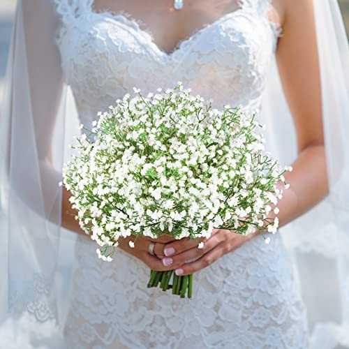 Babys Breath Artificial Flowers,12 Pcs Gypsophila Faux Flowers for 12pcs White