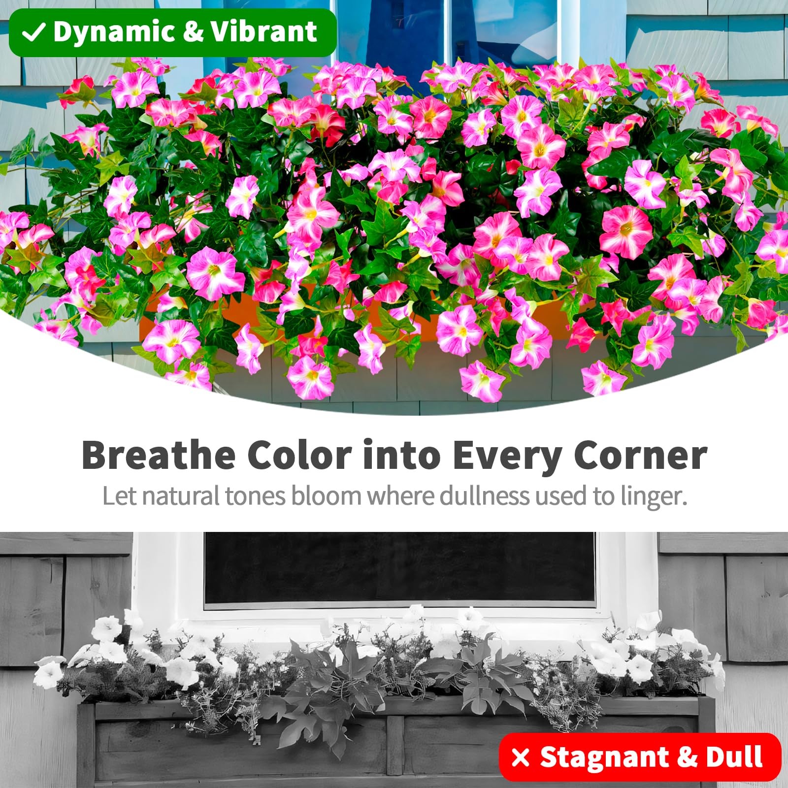 Artificial Flowers for Outdoors, 2 Pack UV Resistant Petunias with Real Touch…