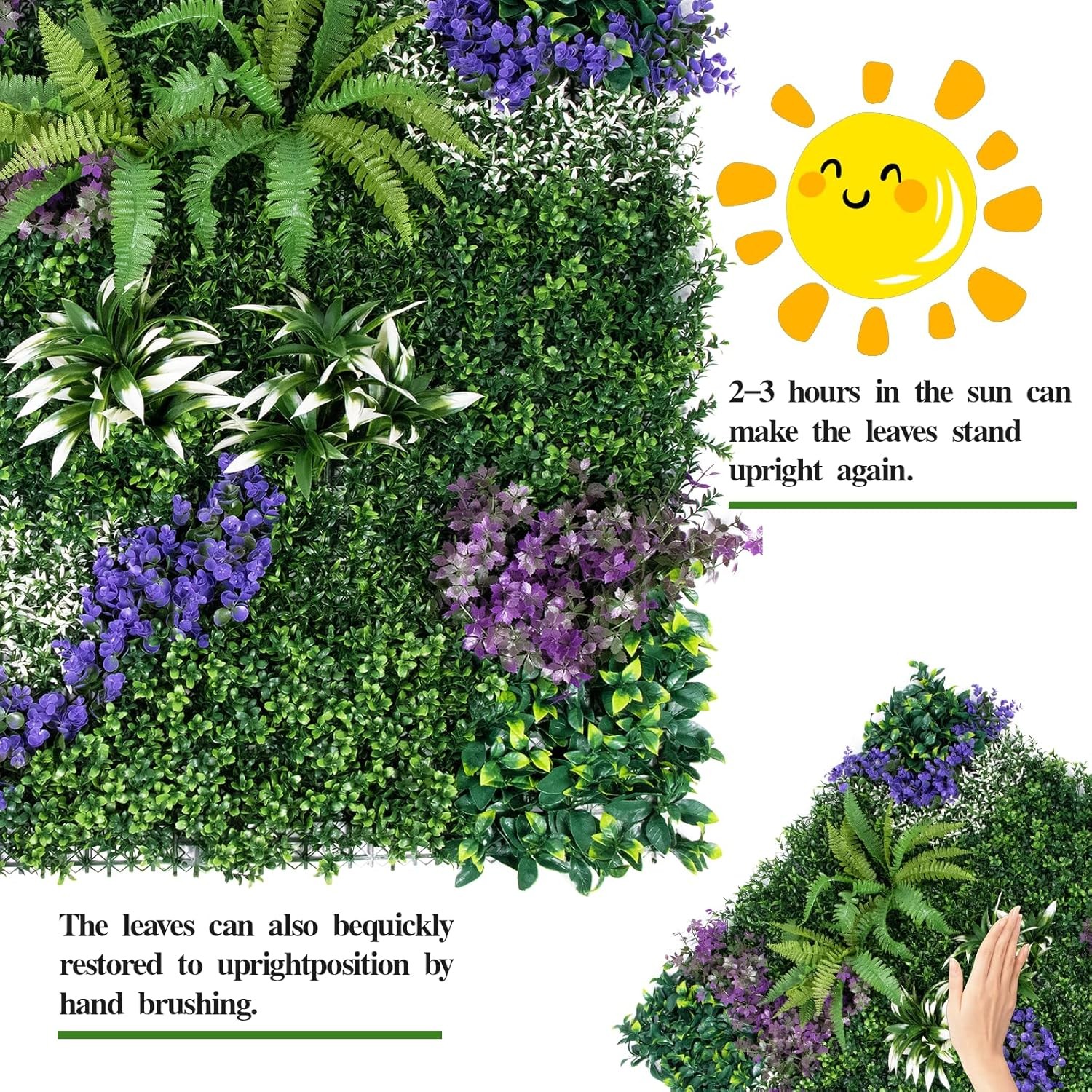 3PC 40×40″ Artificial Boxwood Wall Hedge Mat Plant Panels Grass Fence In/Outdoor