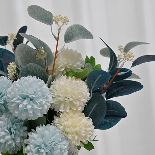 Vases Artificial Flowers Hydrangea, Artificial Fake Plant Eucalyptus Clear