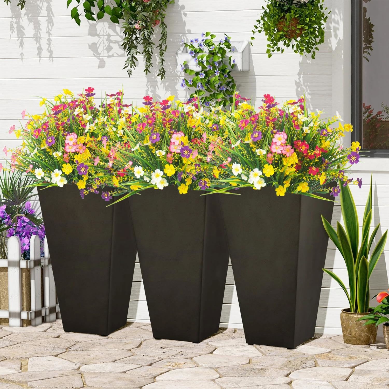 UV-Resistant Artificial Flowers Mix Colors Fake Daisy Plastic Flowers Outdoor