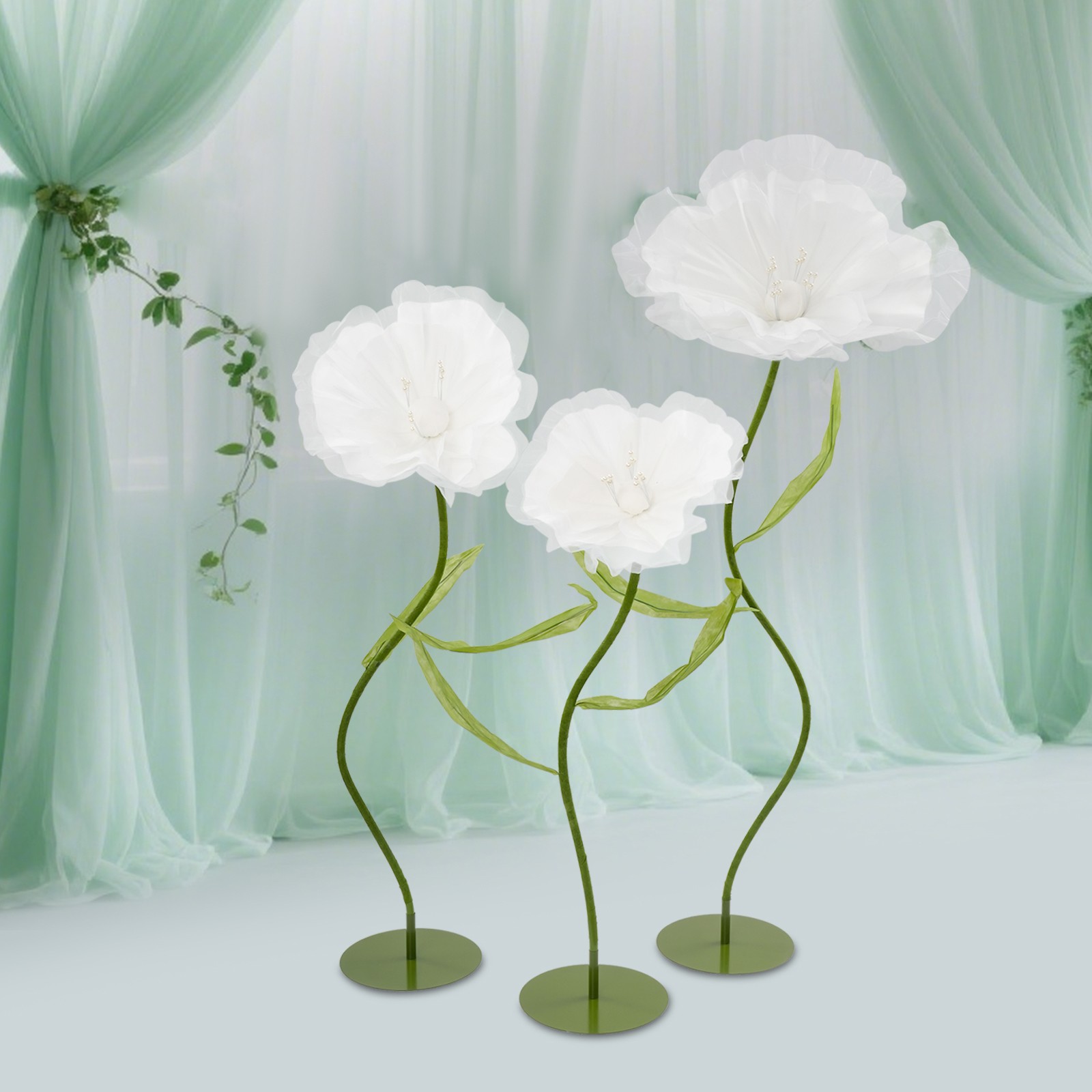 3pcs Giant Artificial Flowers Adjustable Wedding Banquet Flower Background Decor