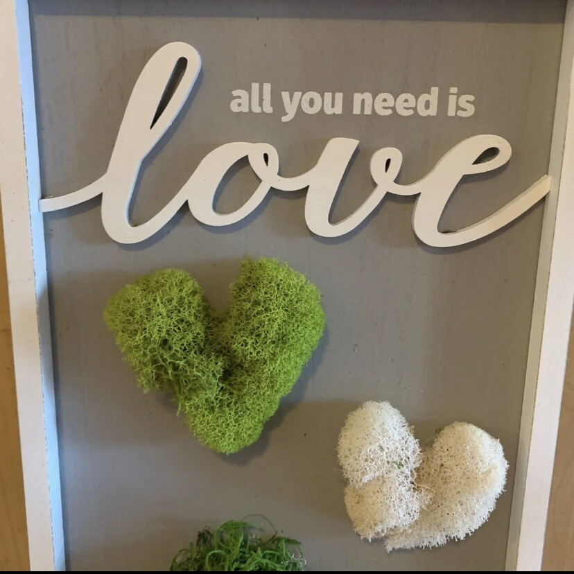 Heart moss wall art