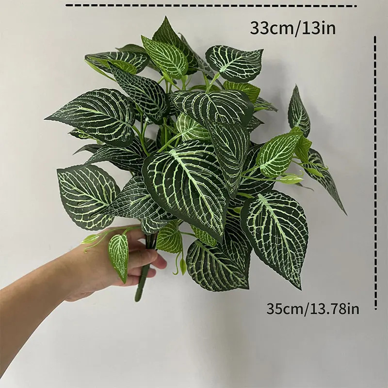 35cm 7 Forks Artificial Plants Fake Leaf Plant Wall Plastic Scindapsus Leaves Fl