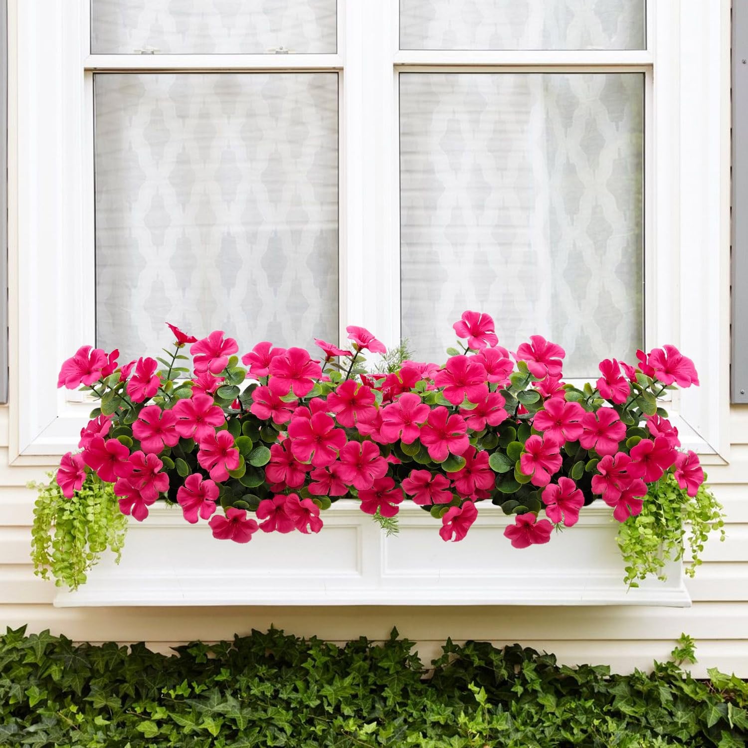 4 Bundles Large Artificial Geranium Flowers for Outdoors UV Resistant Faux Si…