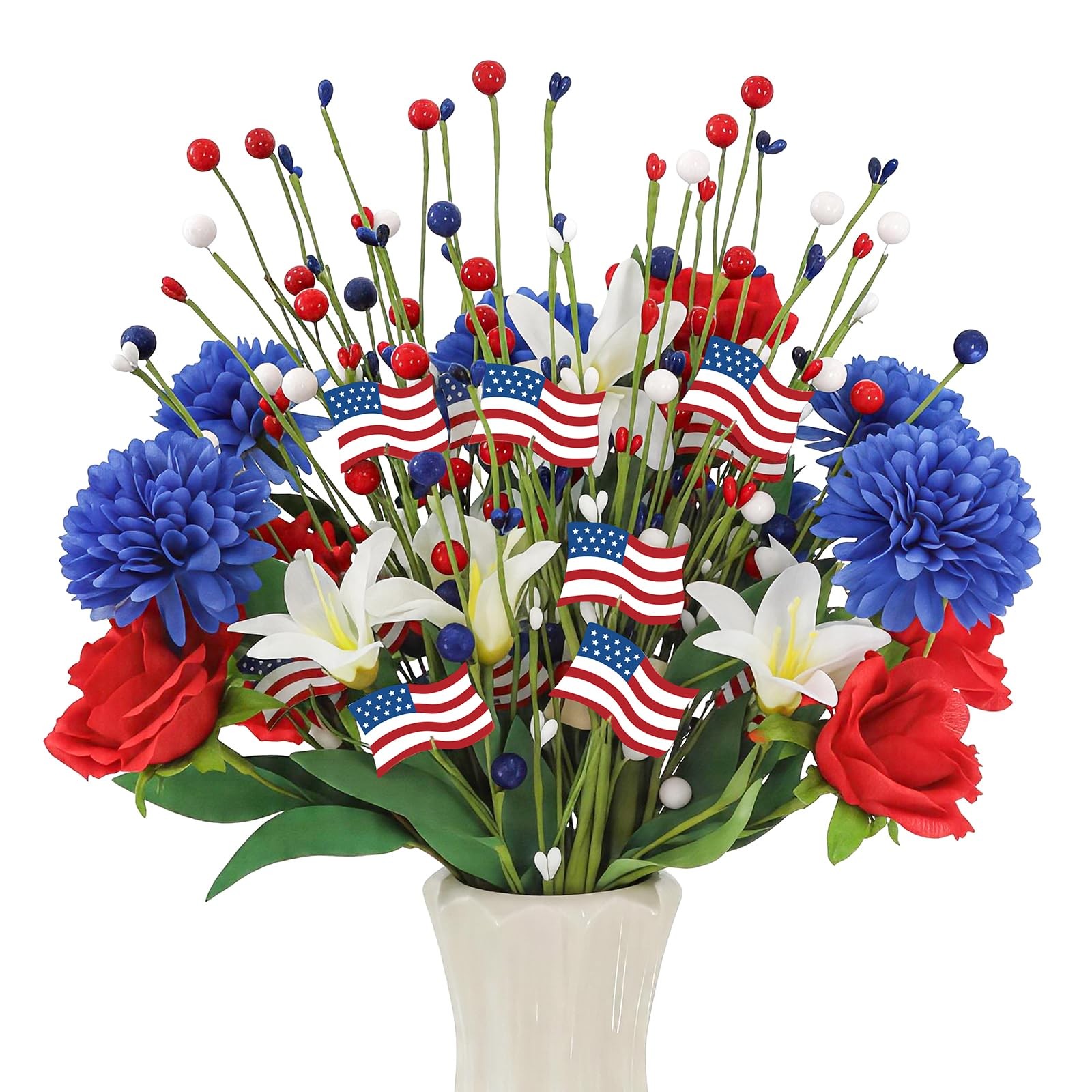 4 Pcs 4th of July Patriotic Decorations Table Centerpieces, 17.7in Red White …