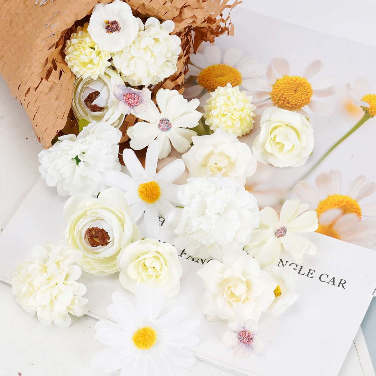 20Pcs Pop Silk Artificial Fake Rose Flower Heads Bulk Craft Wedding Party Decor