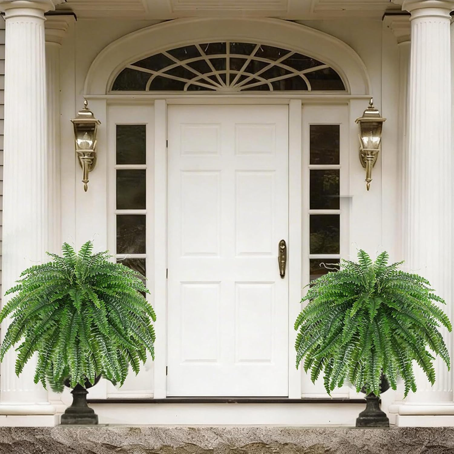 2 PCS Artificial Ferns for Outdoors, 50″ Fake Ferns Artificial Plants Large Real