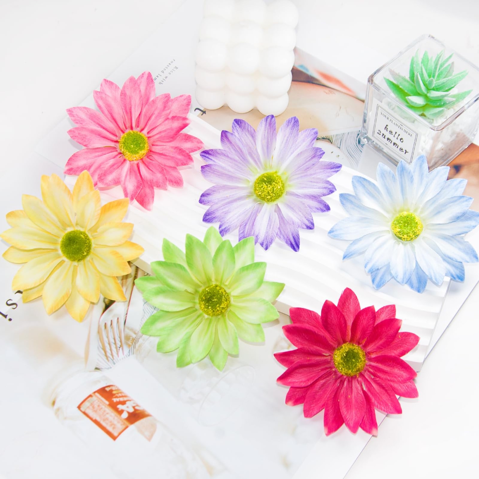 12 Pcs 3.5 Inch Daisy Silk Flower Heads Artificial Daisy Flower Heads Wine
